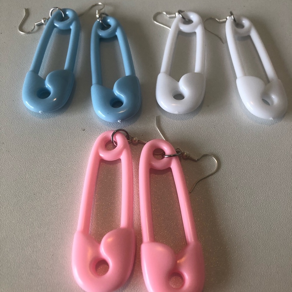 Kidcore aesthetic jumbo safety pin earrings